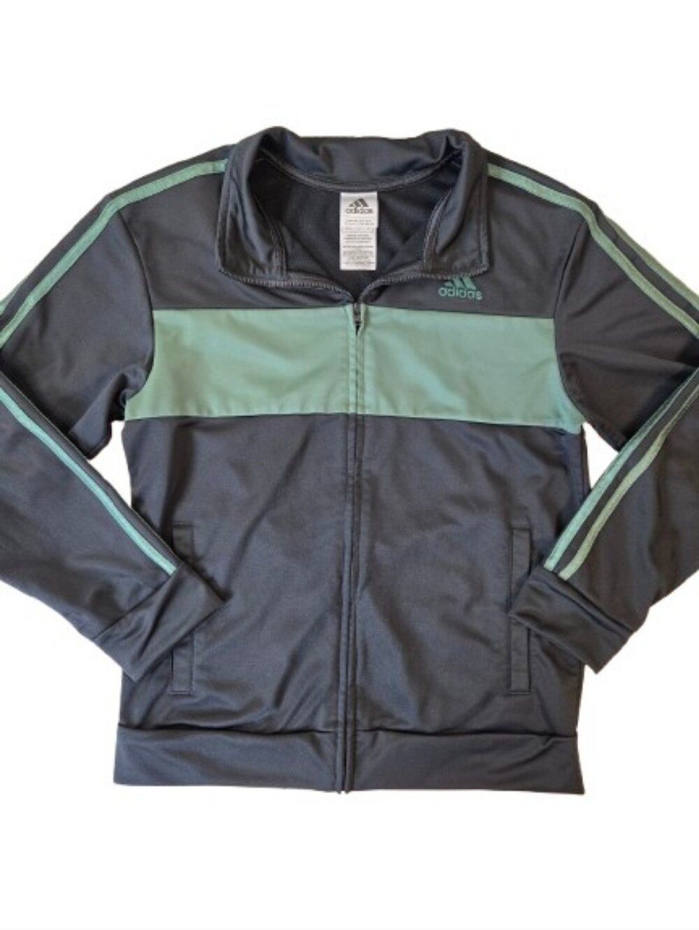 Adidas Black and Green Kids' Track Jacket Large 14/16